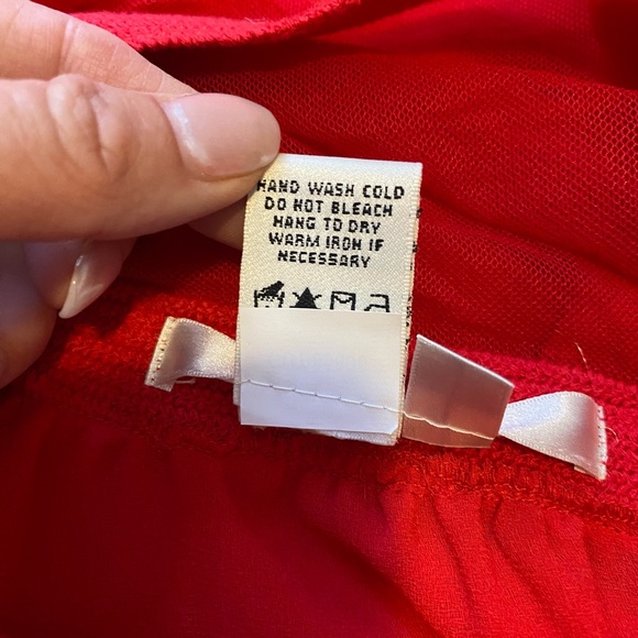 Studio M Red Blouse with sheer neckline-Size Medium - Picture 5 of 6